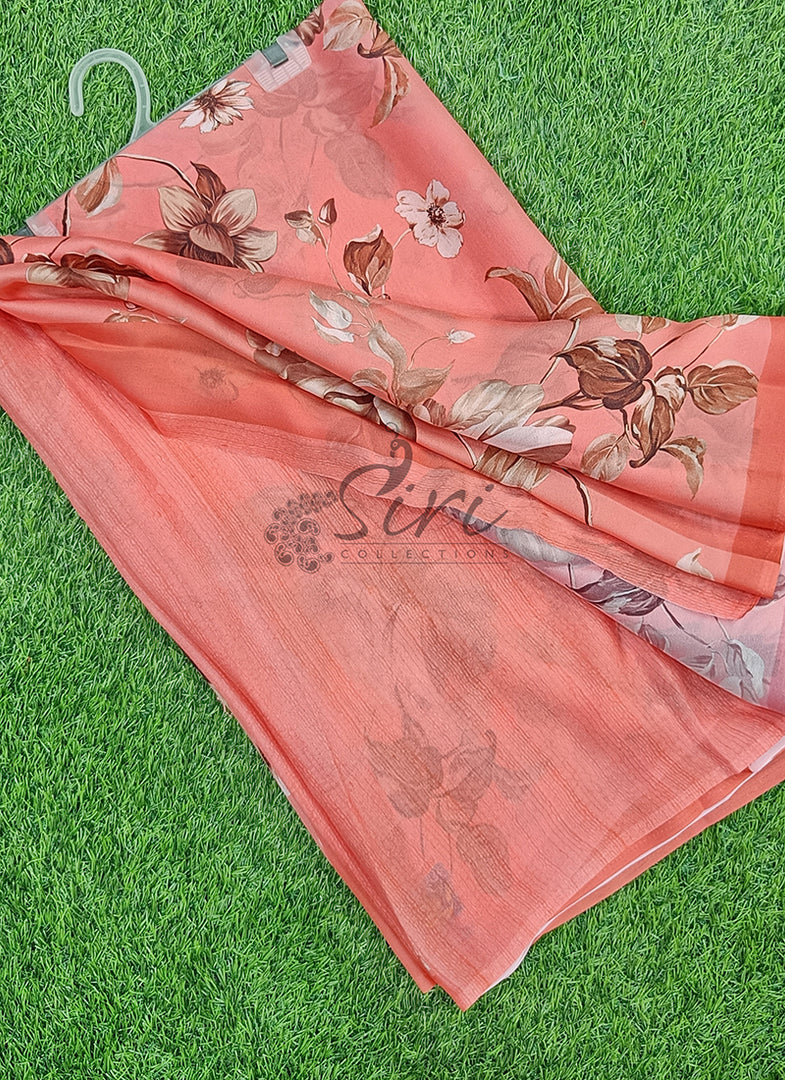 Latest Digital Print Crepe Georgette Saree