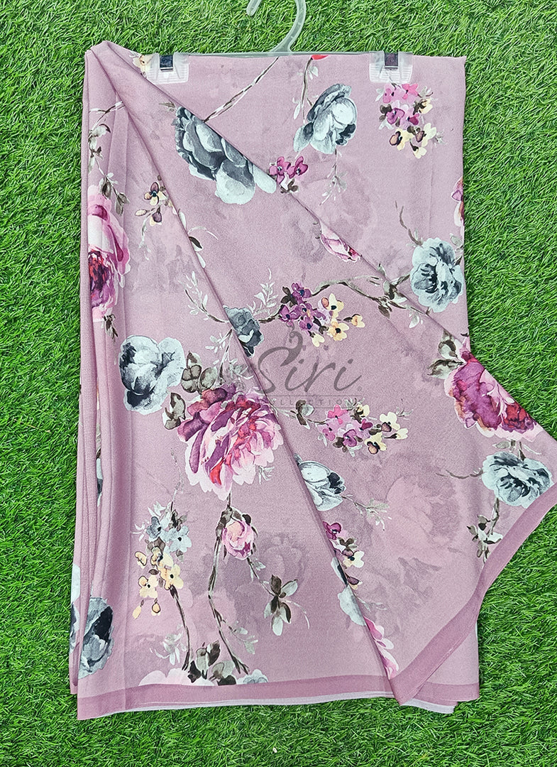 Latest Digital Print Crepe Georgette Saree