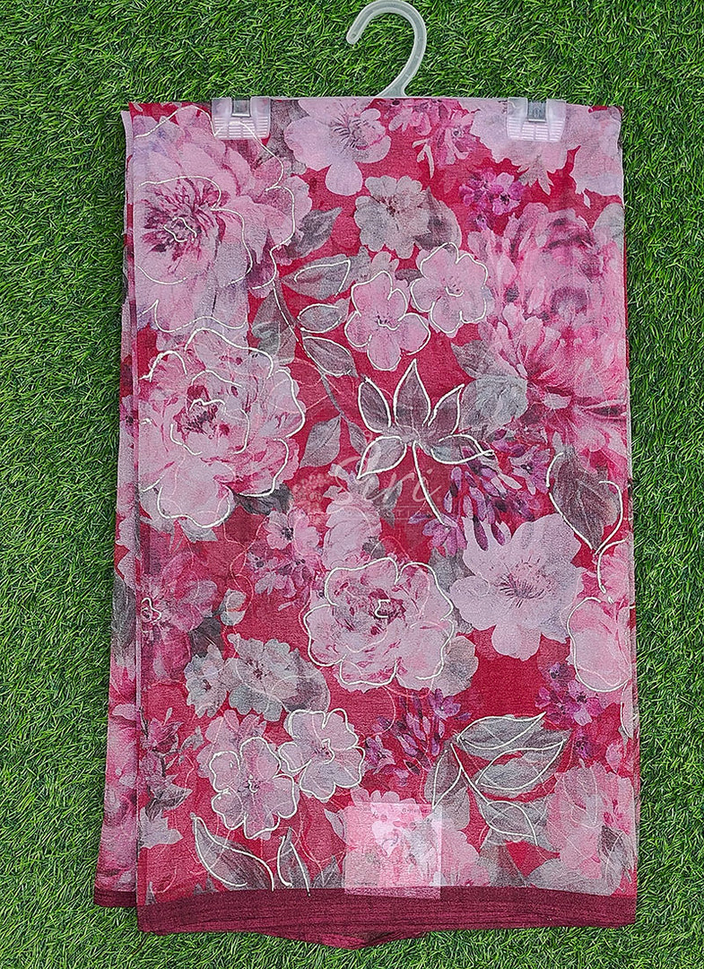 Latest Digital Print Crush Saree with Blouse