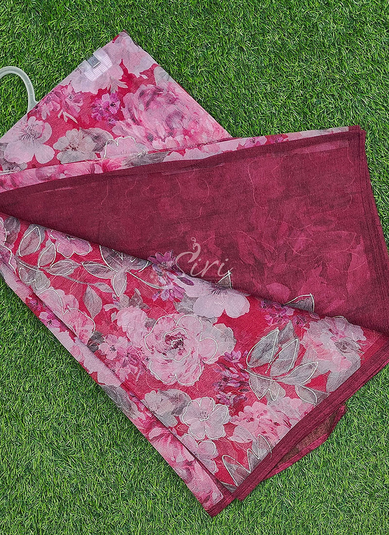 Latest Digital Print Crush Saree with Blouse