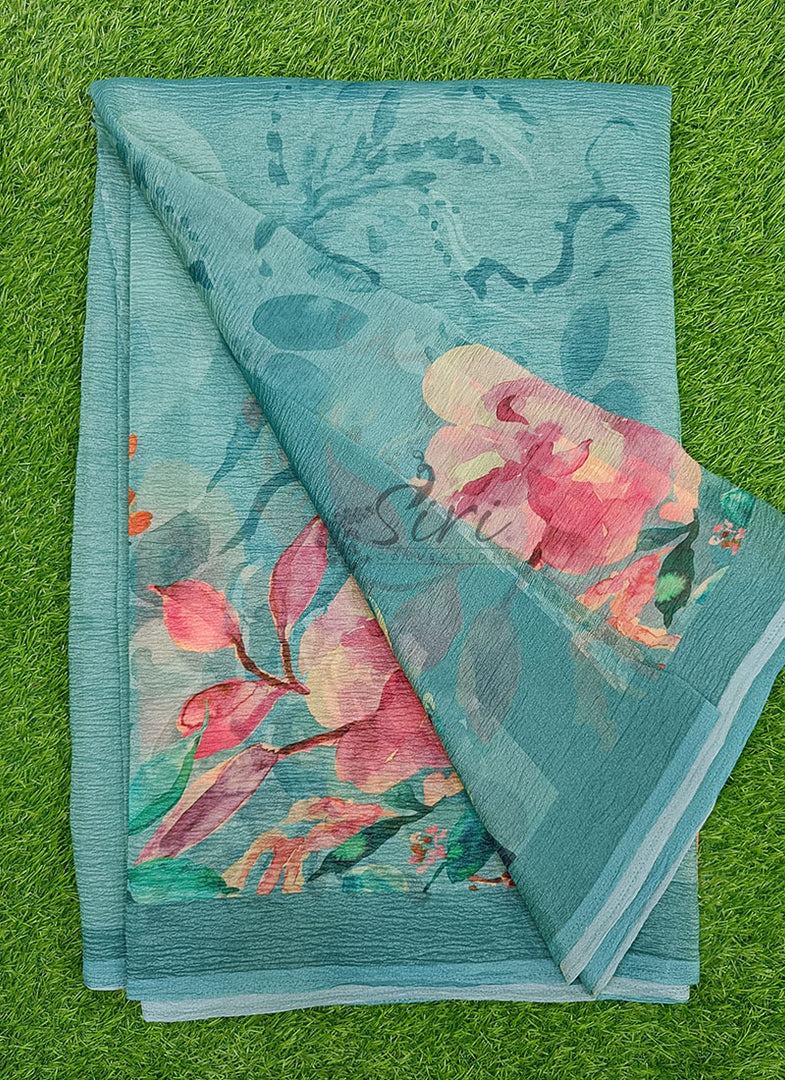Lovely Digital Print Crush Saree