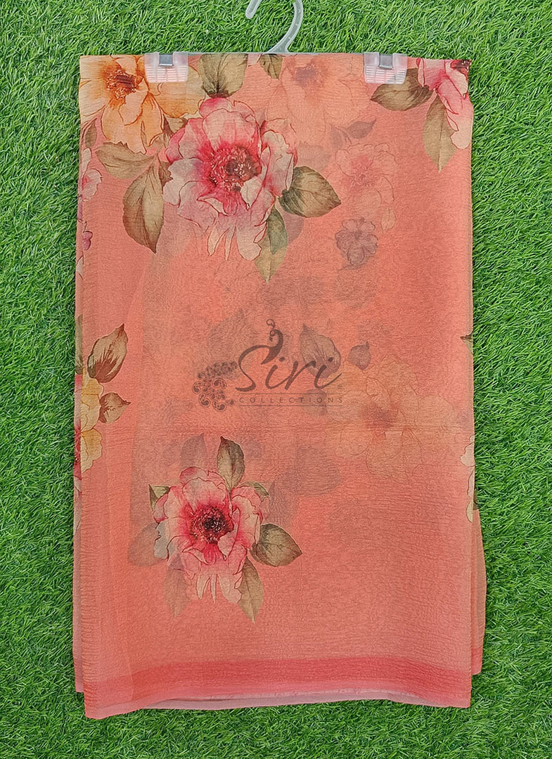 Lovely Digital Print Tissue Crush Saree