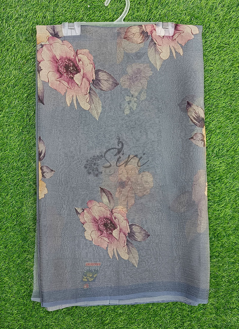 Lovely Digital Print Tissue Crush Saree