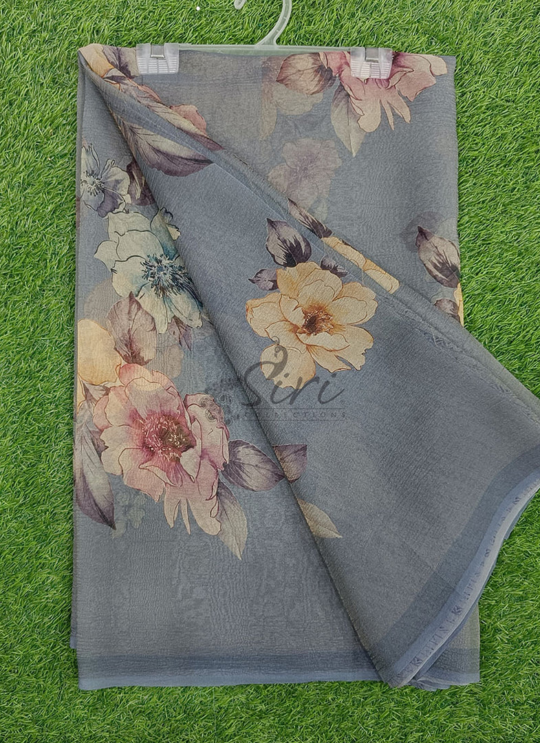 Lovely Digital Print Tissue Crush Saree
