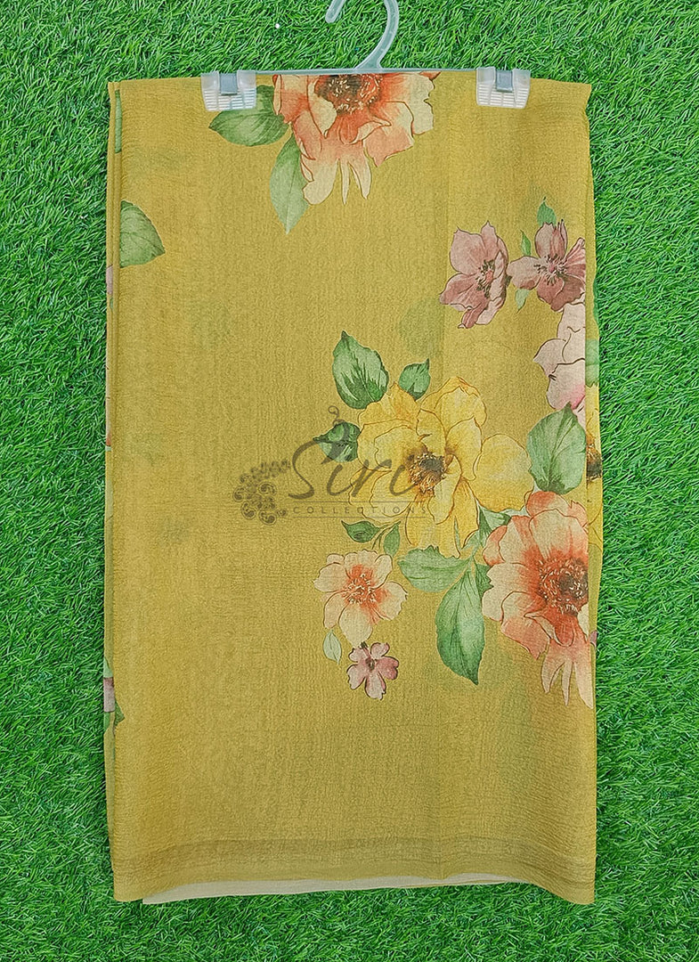Lovely Digital Print Tissue Crush Saree