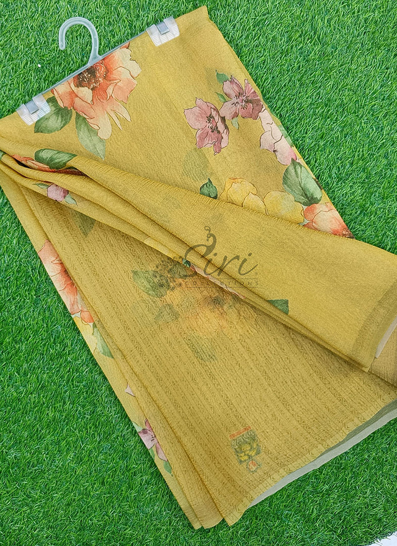 Lovely Digital Print Tissue Crush Saree