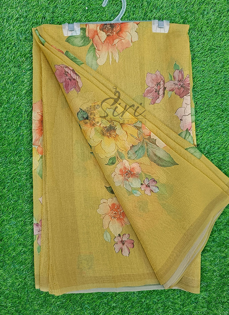 Lovely Digital Print Tissue Crush Saree