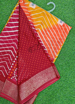 Load image into Gallery viewer, Beautiful Moss Georgette Saree in Leheriya Design
