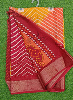 Load image into Gallery viewer, Beautiful Moss Georgette Saree in Leheriya Design
