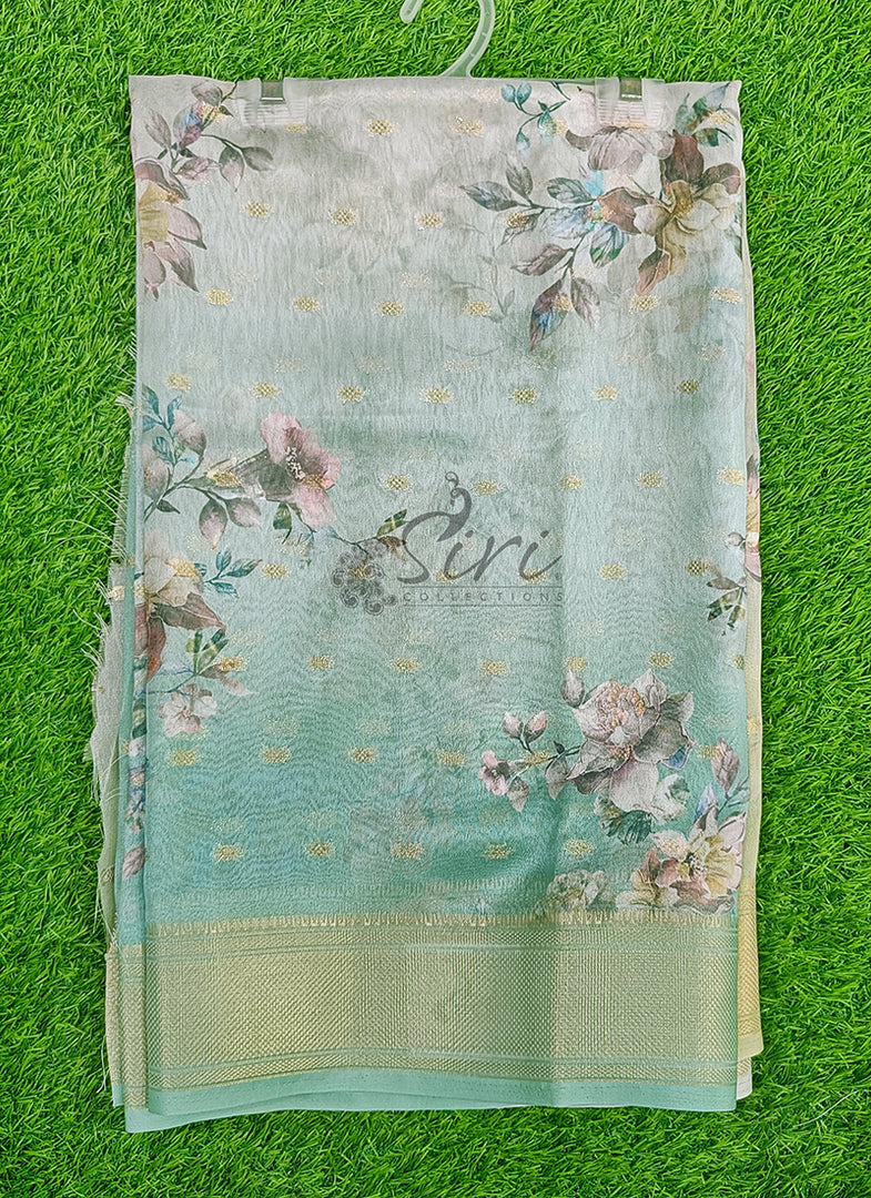 Lovely Digital Print Moss Georgette Saree