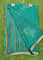 Load image into Gallery viewer, Beautiful Printed Moss Georgette Saree

