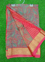 Load image into Gallery viewer, Beautiful Printed Moss Georgette Saree
