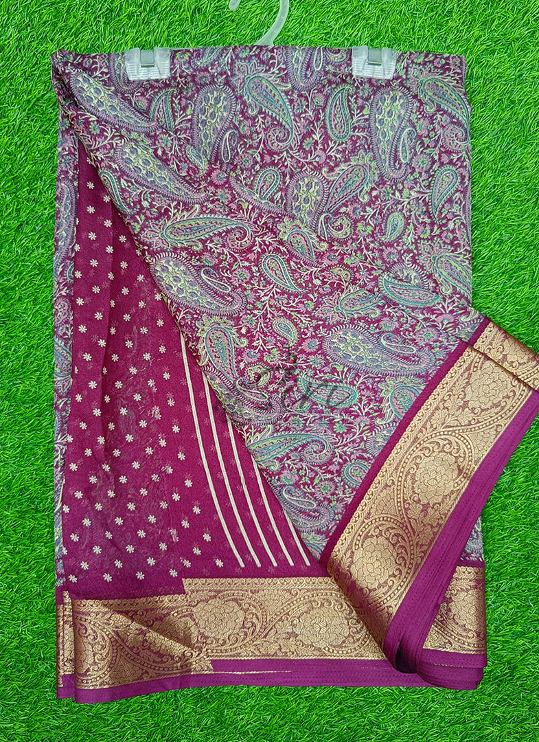 Beautiful Printed Moss Georgette Saree