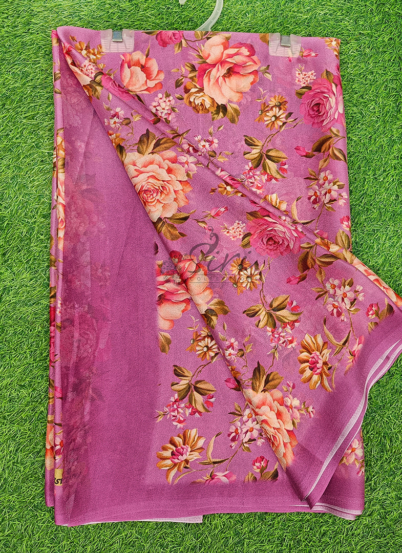 Latest Digital Print Crepe Georgette Saree