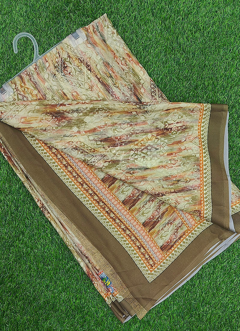 Premium Digital Print Crepe Georgette Saree with Blouse