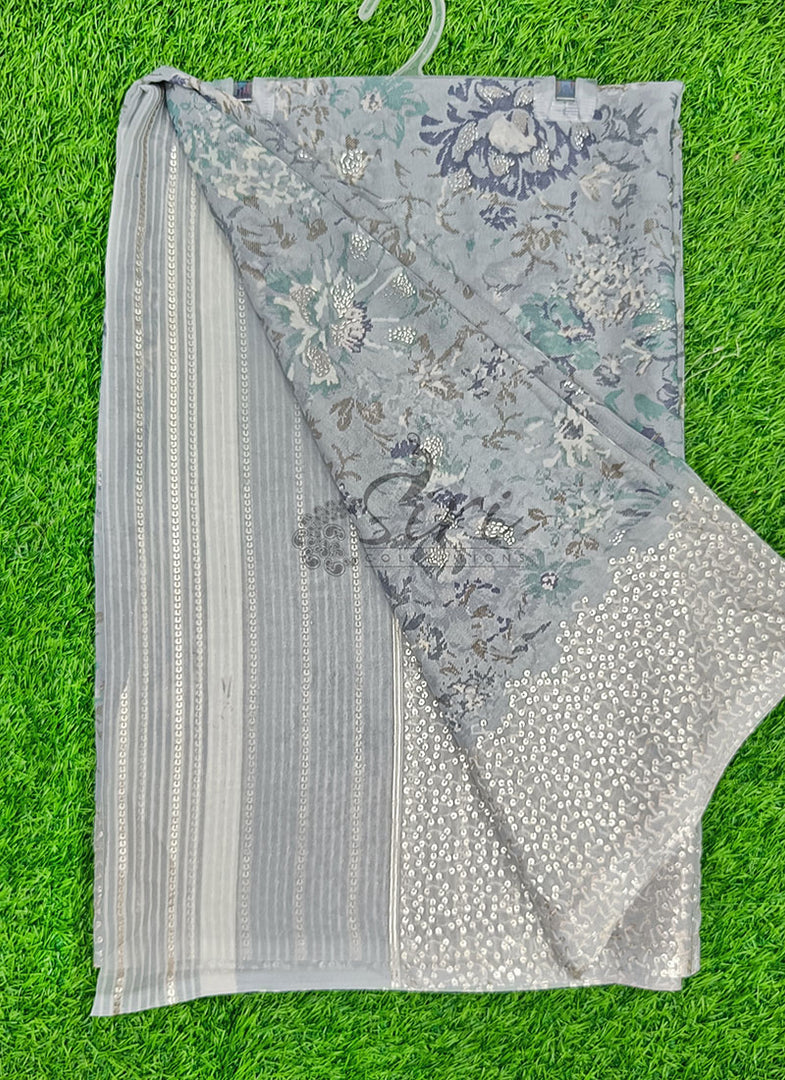Lovely Pastel Shade Georgette Saree in Foil Print