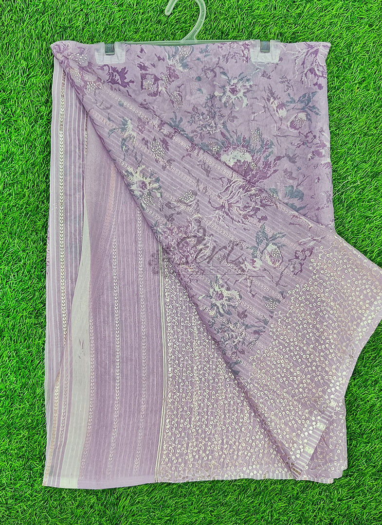 Lovely Pastel Shade Georgette Saree in Foil Print