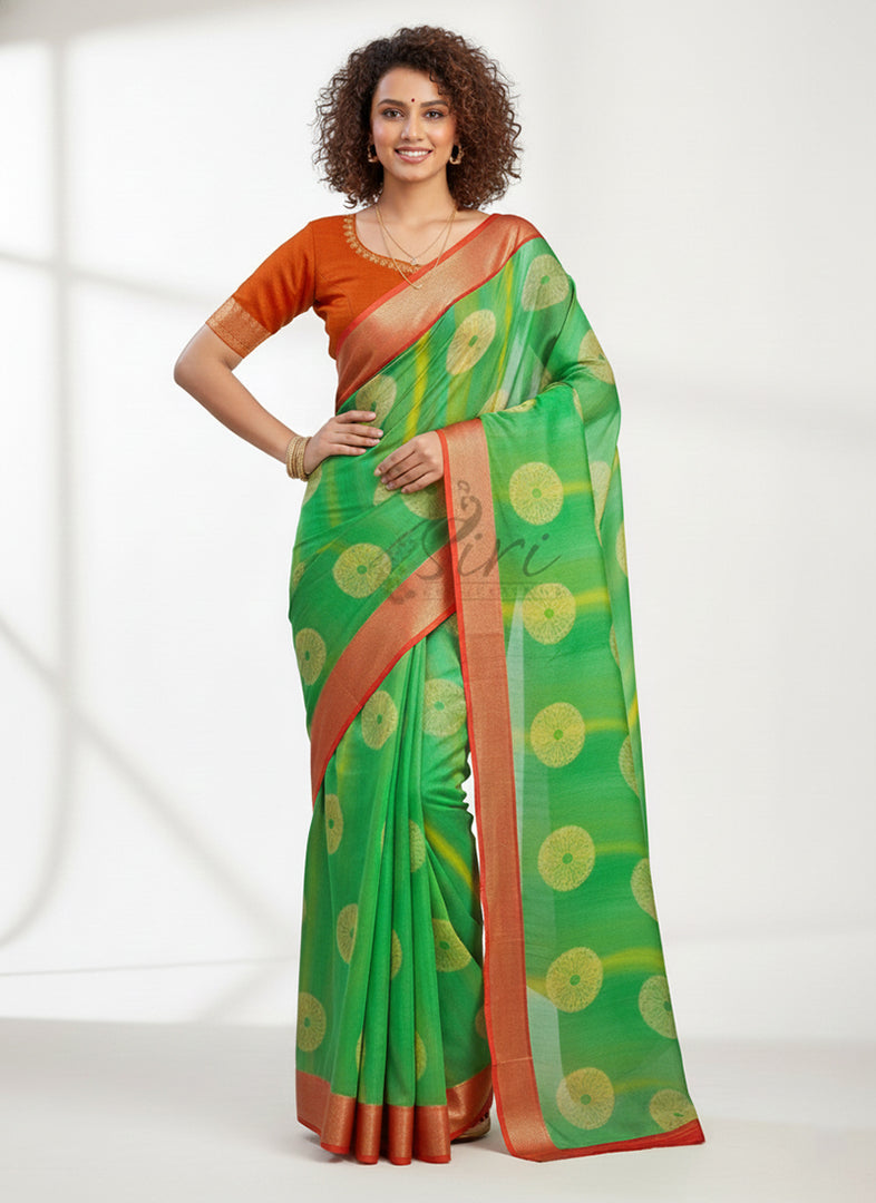 Vibrant Moss Georgette Saree