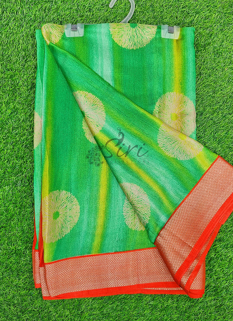 Vibrant Moss Georgette Saree