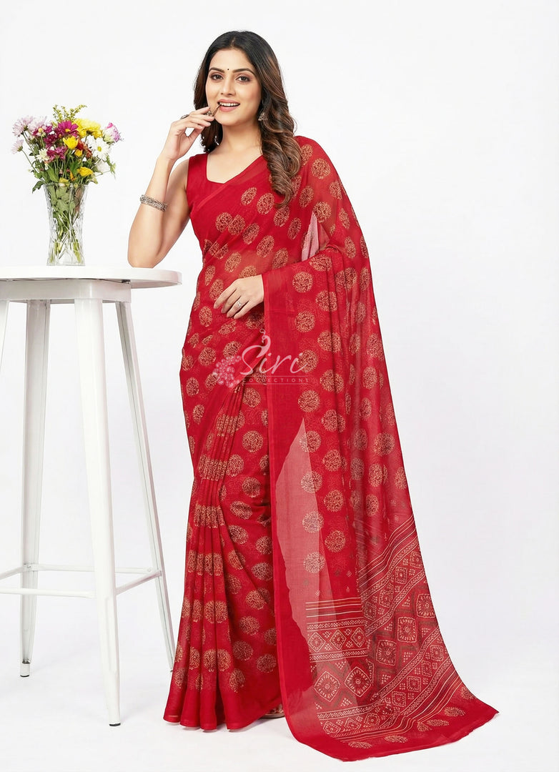 Lovely Georgette Saree in Self Shimmer Stripes