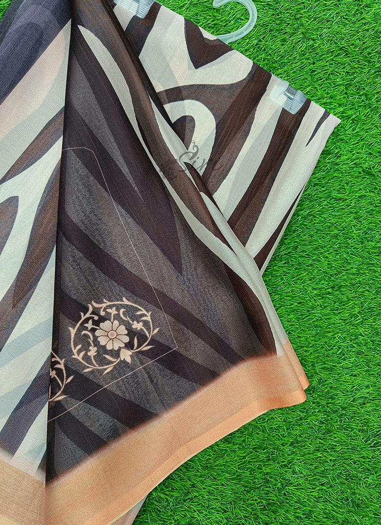 Latest Digital Print Crepe Georgette Saree