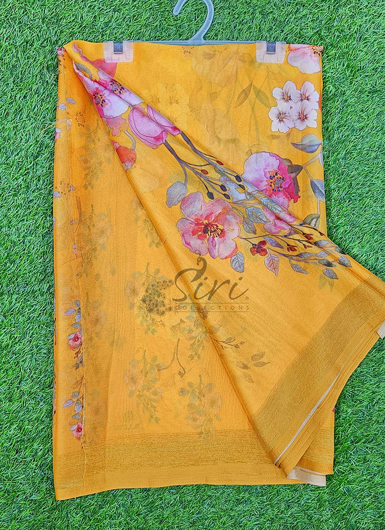 Latest Digital Print Crepe Georgette Saree