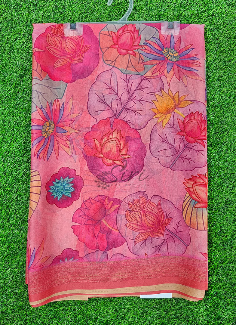 Latest Digital Print Crepe Georgette Saree