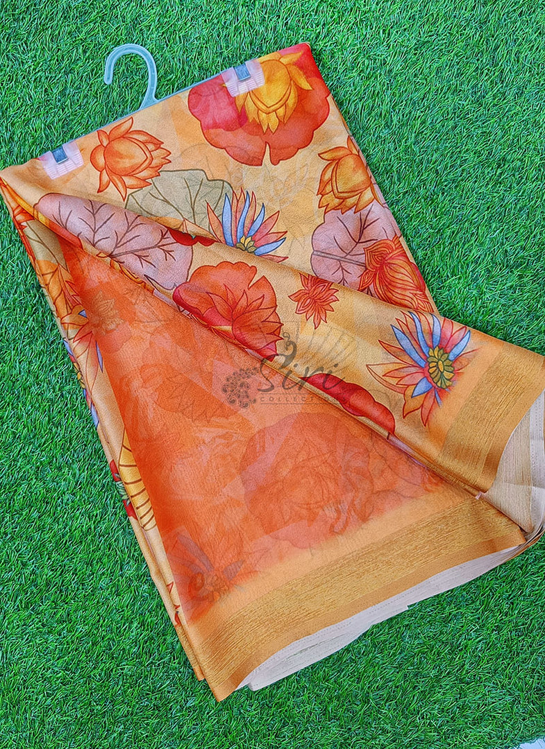 Latest Digital Print Crepe Georgette Saree