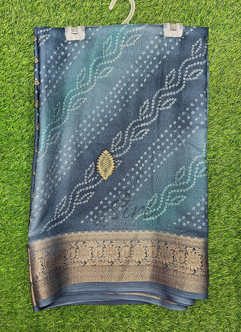 Shaded Soft Moss Georgette Saree in Self Design