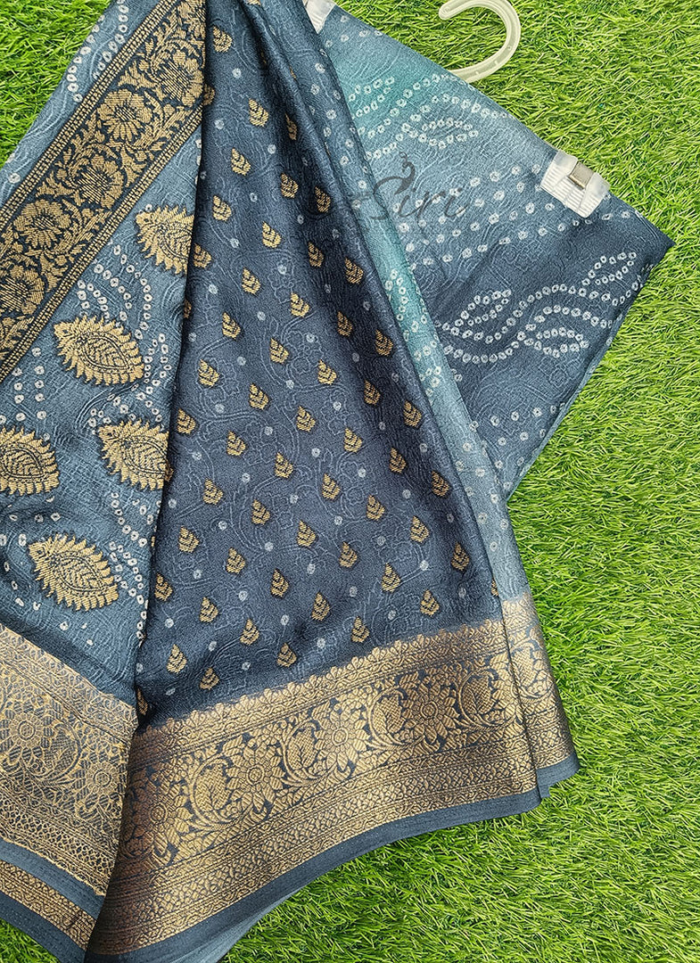 Shaded Soft Moss Georgette Saree in Self Design