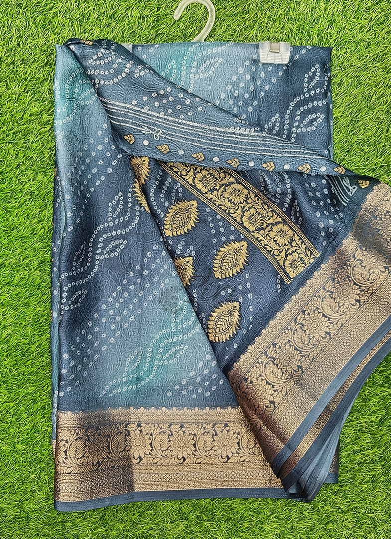 Shaded Soft Moss Georgette Saree in Self Design