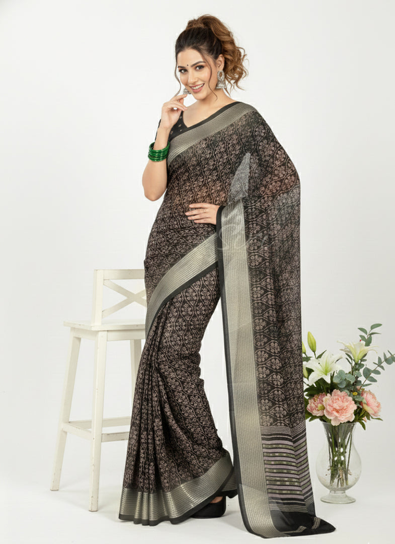 Lovely Soft Moss Georgette Saree