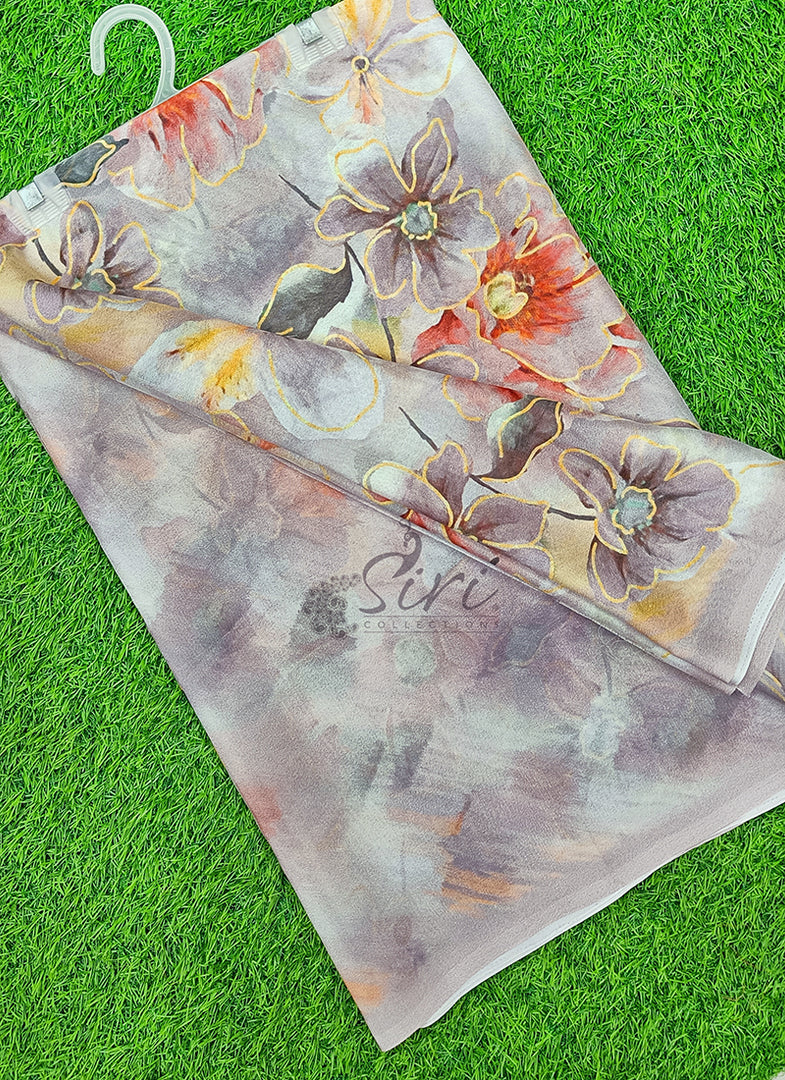Latest Digital Print Crepe Georgette Saree