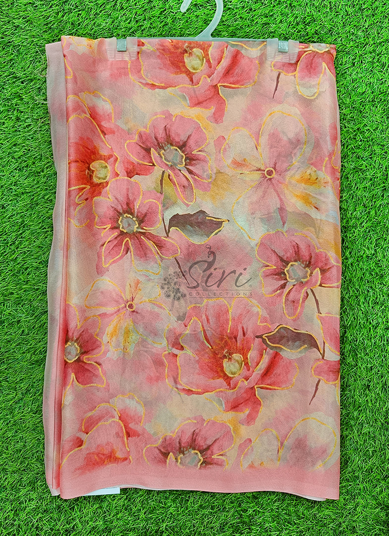 Latest Digital Print Crepe Georgette Saree