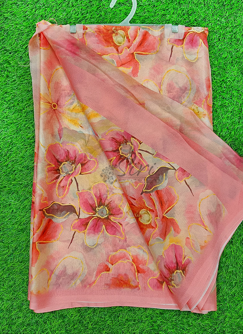 Latest Digital Print Crepe Georgette Saree