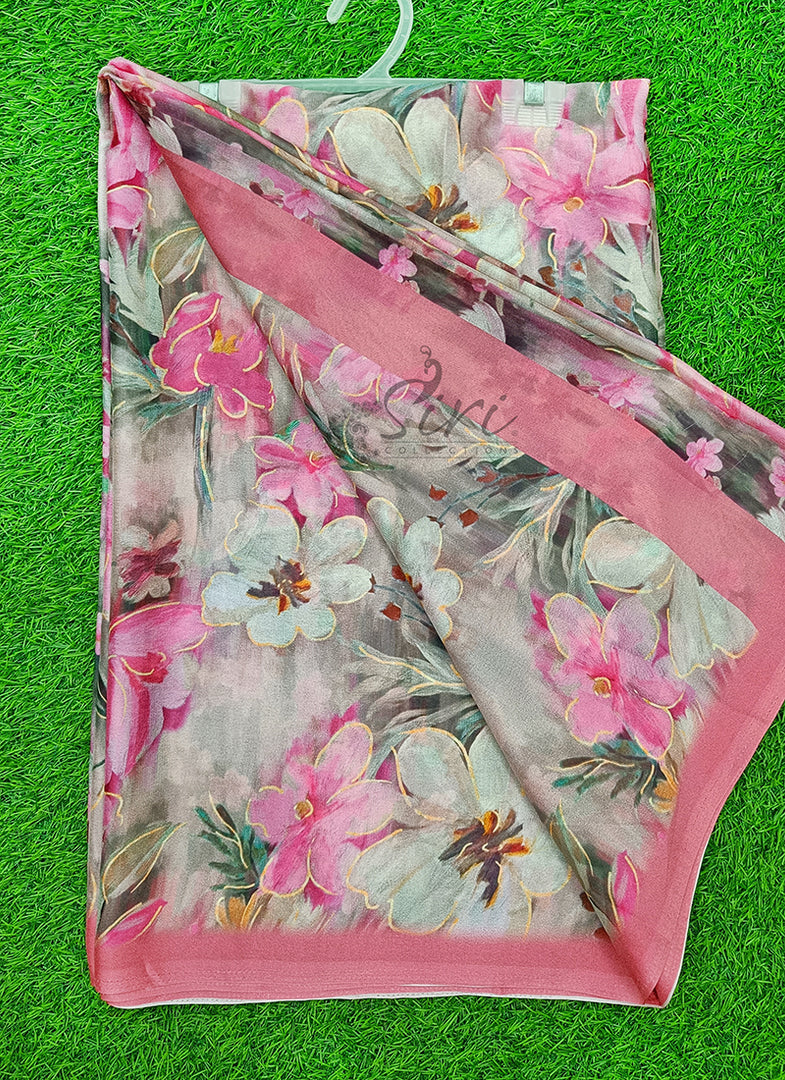 Latest Digital Print Crepe Georgette Saree