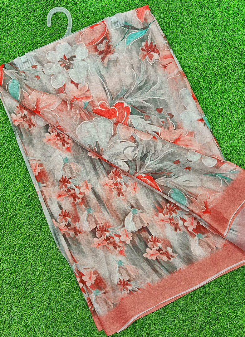 Latest Digital Print Crepe Georgette Saree