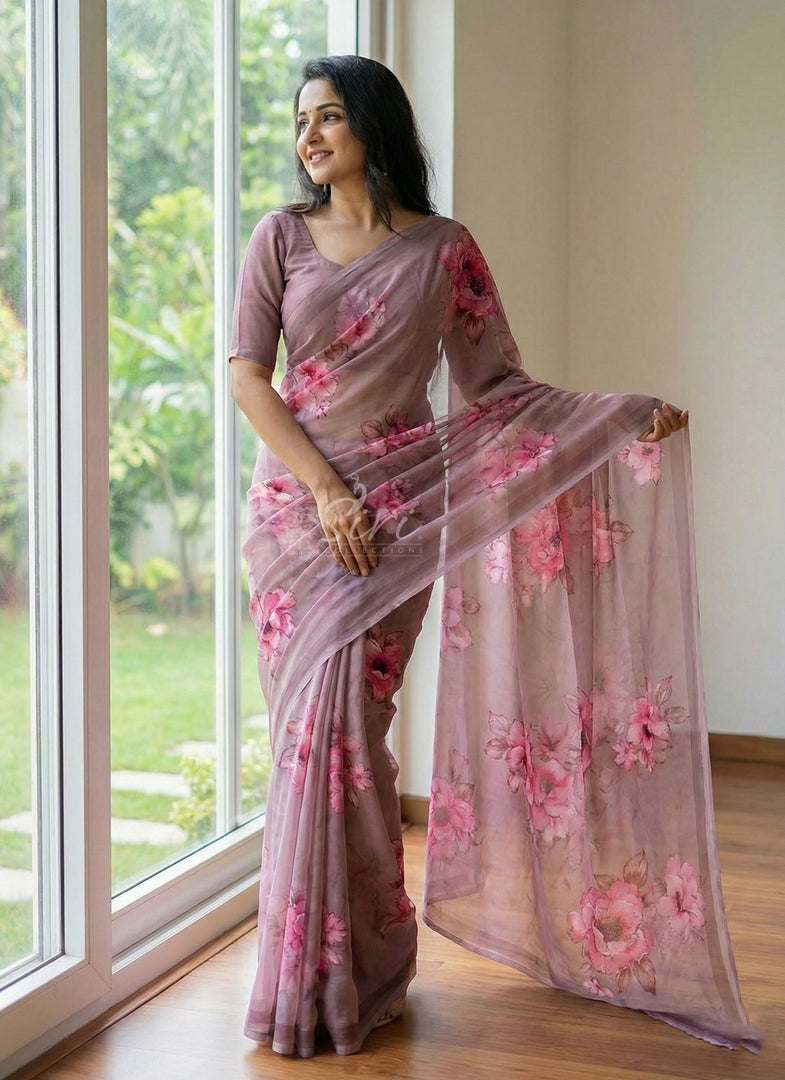 Lovely Digital Print Georgette Saree