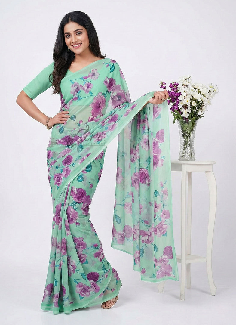 Lovely Digital Print Georgette Saree