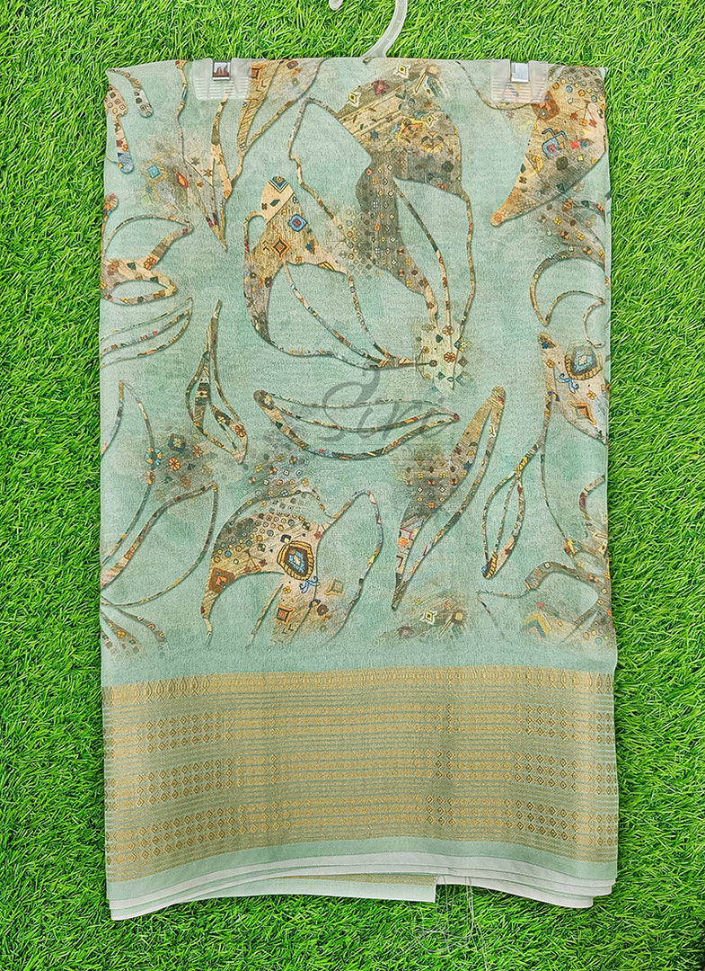 Lovely Digital Print Moss Georgette Saree