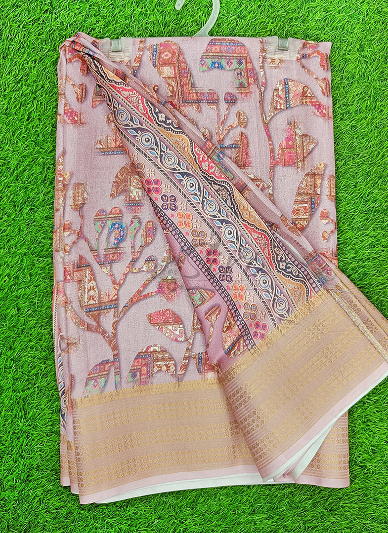 Lovely Digital Print Moss Georgette Saree