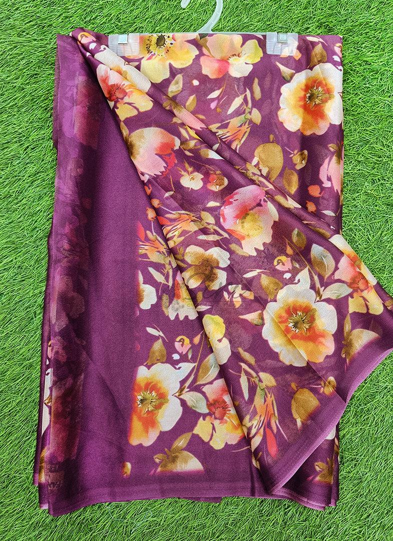 Latest Digital Print Crepe Georgette Saree