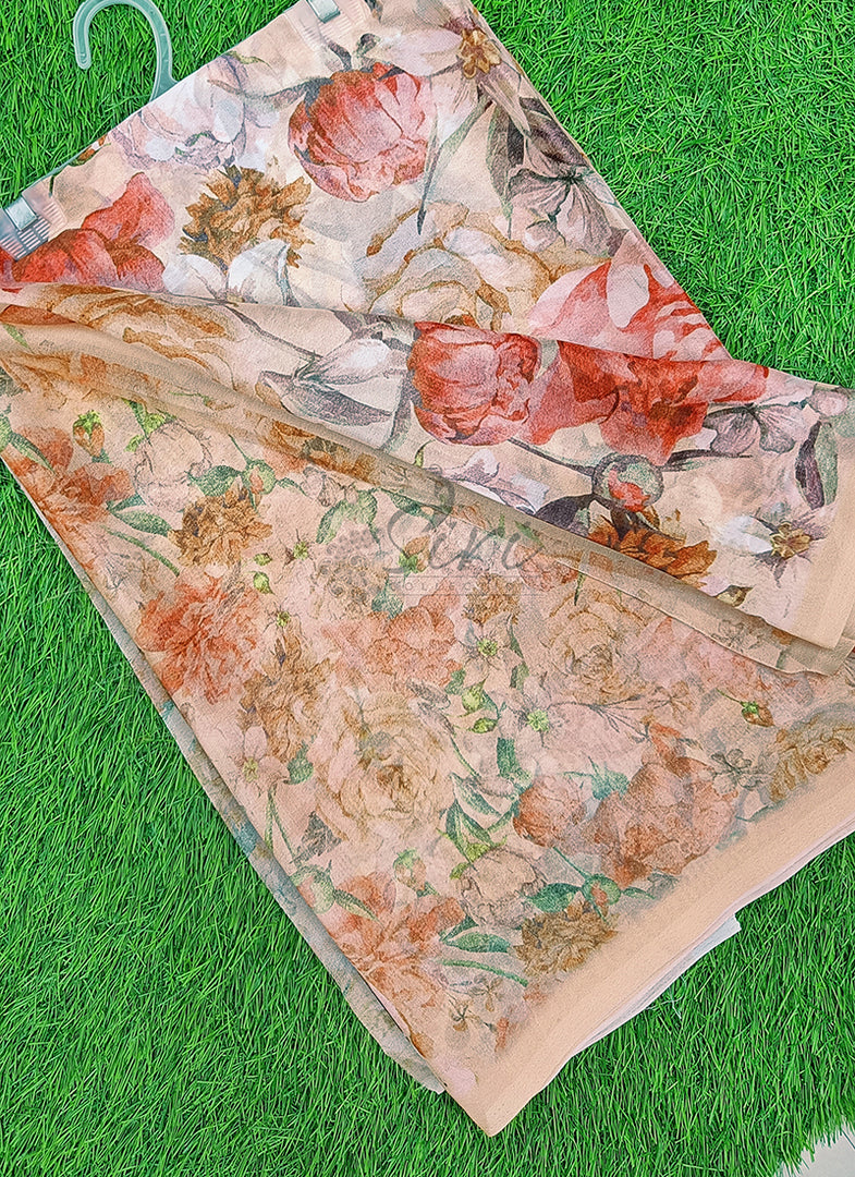 Latest Digital Print Crepe Georgette Saree