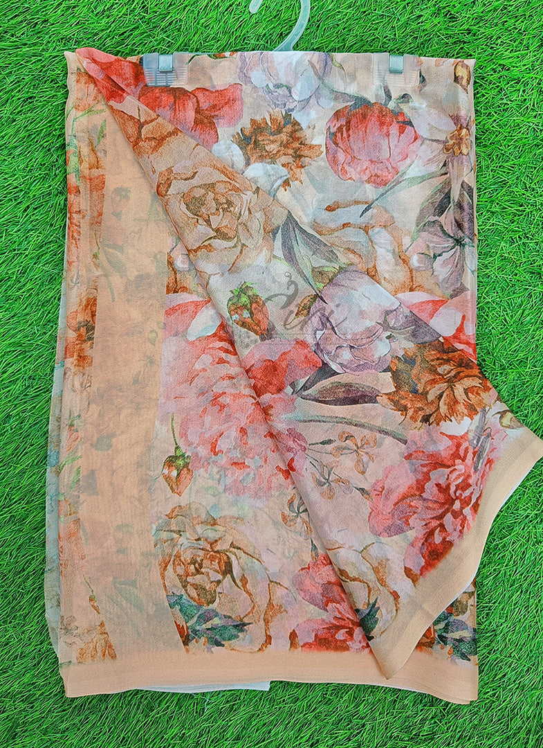 Latest Digital Print Crepe Georgette Saree