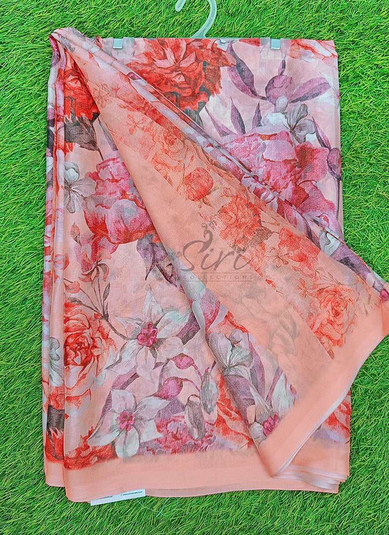 Latest Digital Print Crepe Georgette Saree