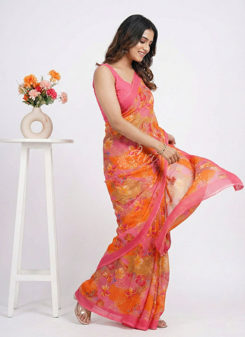 Latest Digital Print Crepe Georgette Saree