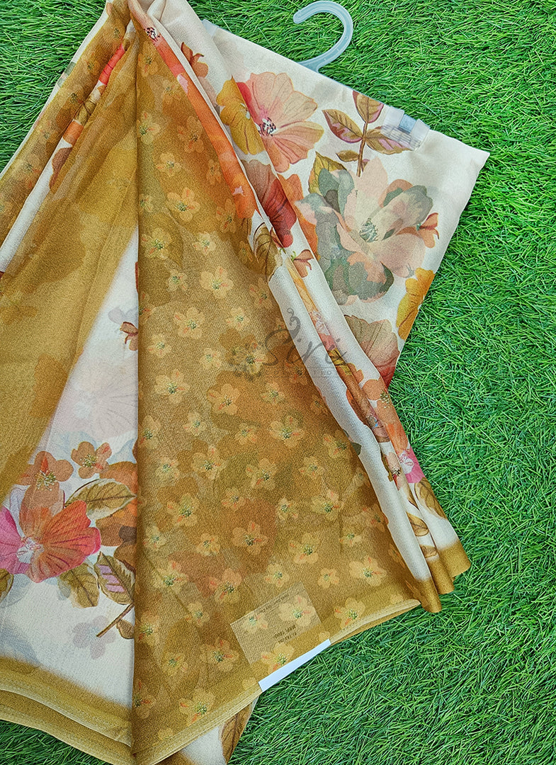 Latest Digital Print Crepe Georgette Saree