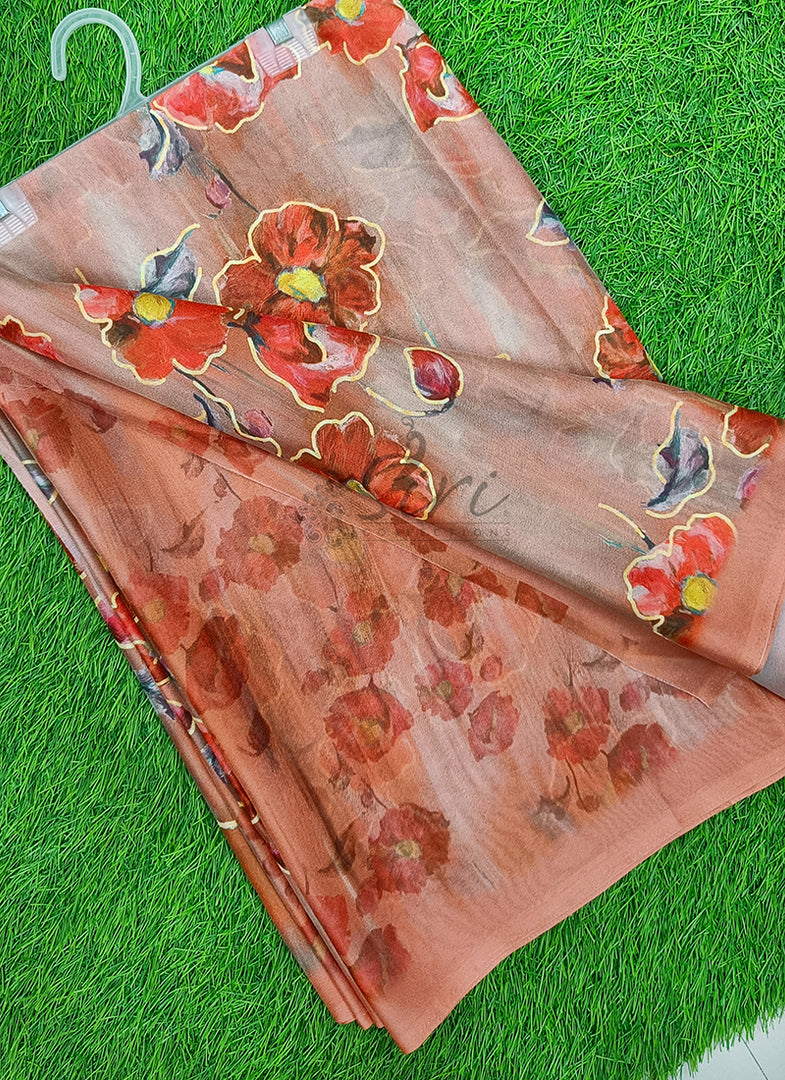 Latest Digital Print Crepe Georgette Saree