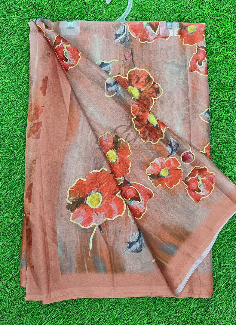 Latest Digital Print Crepe Georgette Saree