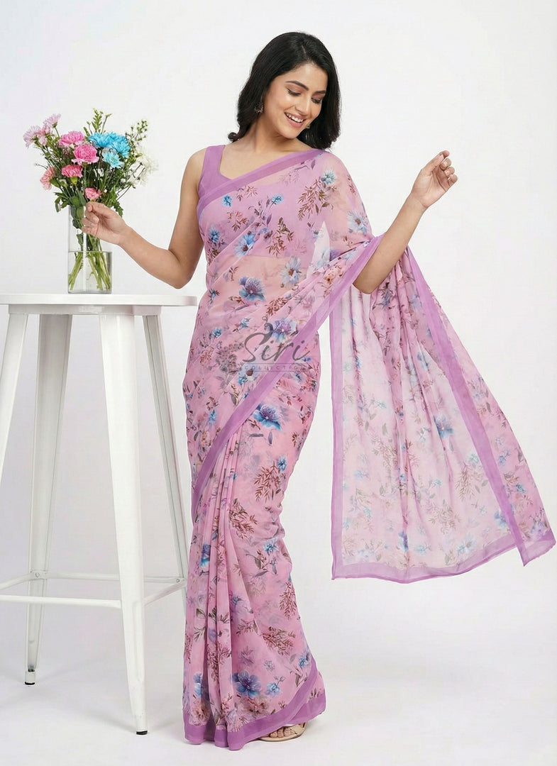 Lovely Digital Print Georgette Saree